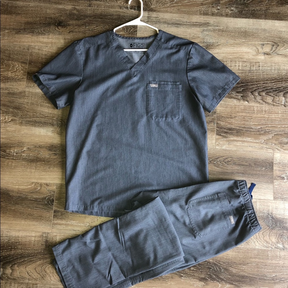 Mens figs scrubs. Color- heather denim.